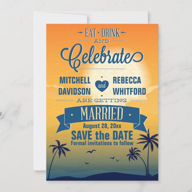 Reserve A Data Coma Bebida no Comemorar o Verão Sunset Guarde a D (Frente)