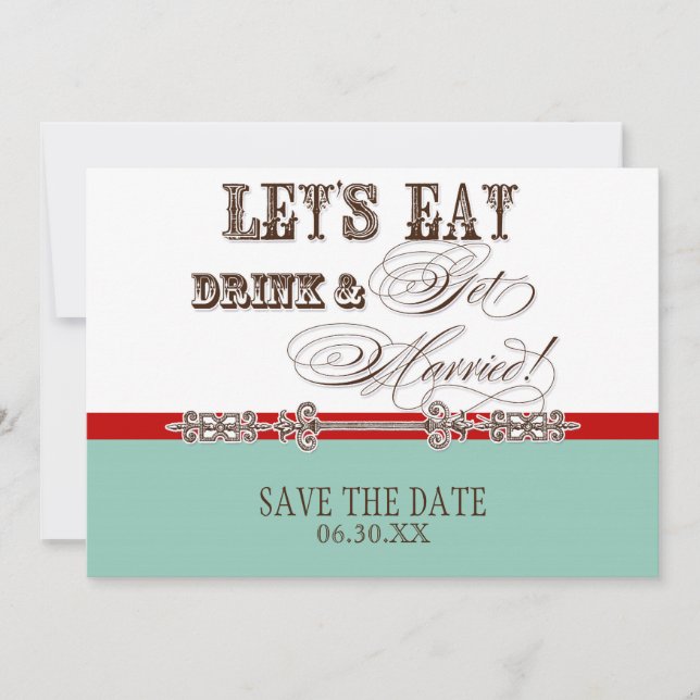 Reserve A Data Comer, Beber Casar Avisos de Salve a Data (Frente)
