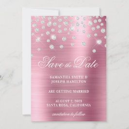 Reserve A Data Confete de Diamante Grande Rosa Ombre em Folha