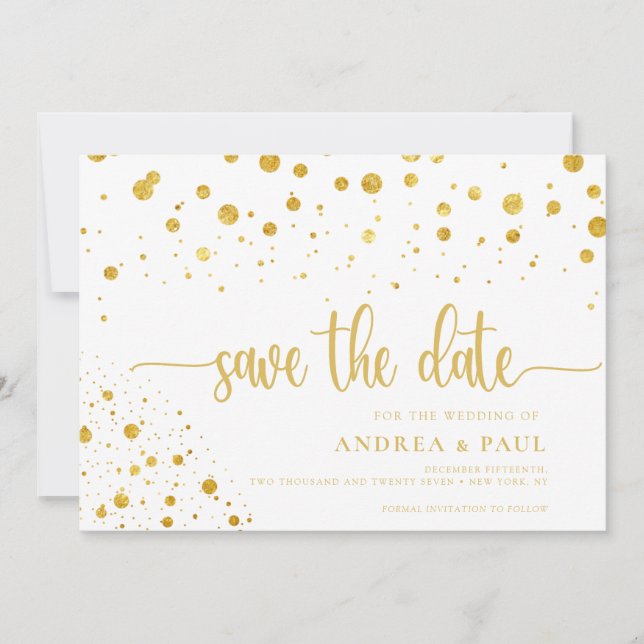 Reserve A Data Confetes Elegantes Foto Casamento Save The Date (Frente)