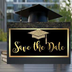 Reserve A Data Confetti Brilho Dourado Graduação Save The Date