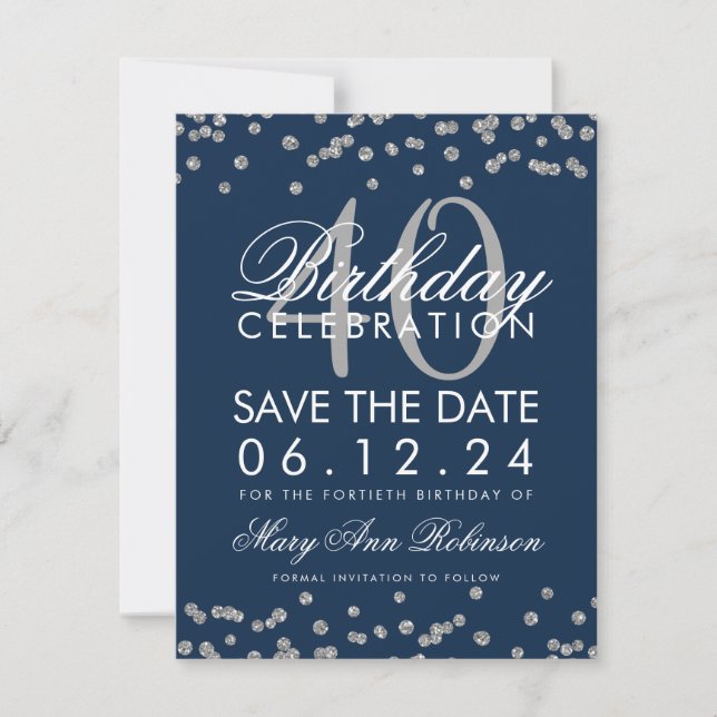 Reserve A Data Confetti de Data de Salvamento do aniversário de 4 (Frente)
