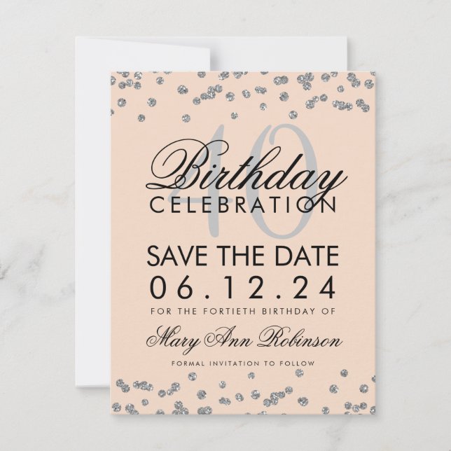 Reserve A Data Confetti de Data de Salvamento do aniversário de 4 (Frente)