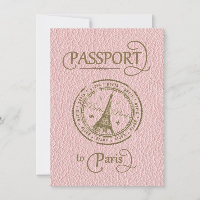 Reserve A Data Convidado do Partido Passaporte de Paris Rosa (Frente)