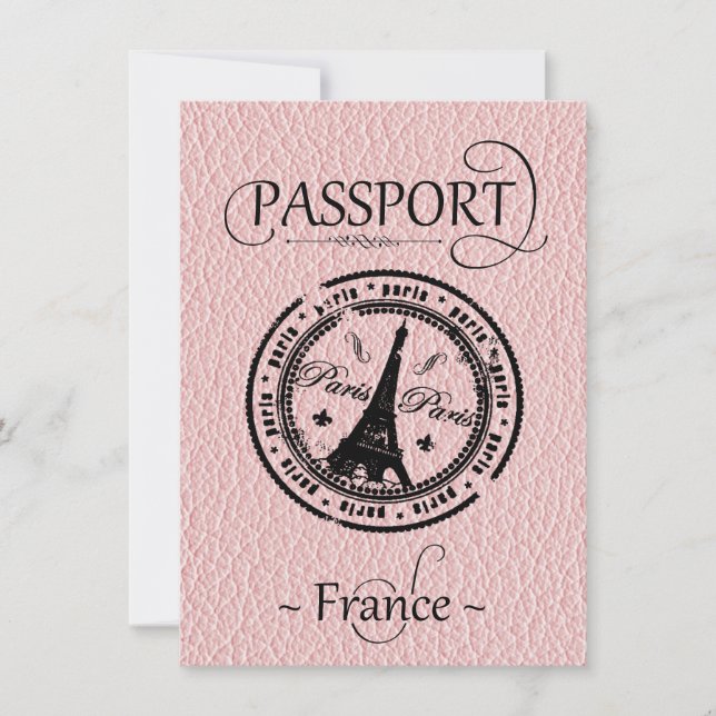 Reserve A Data Convidado do Partido Passaporte Francês Rosa (Frente)