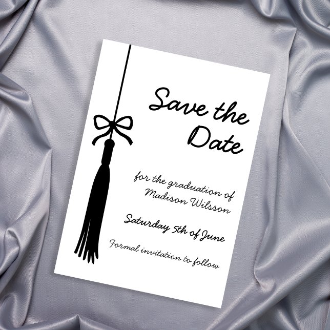 Reserve A Data Coquette Bow Black & White 2026 Graduation (Coquette Bow Black & Whit Class of 2026 Graduation Save The Date)