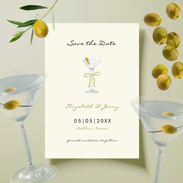 Reserve A Data Coquette Martini Laço Escrito Salve o Dia (Criador carregado)