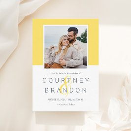 Reserve A Data Cor Bloco Amarelo Moderno Foto Casamento