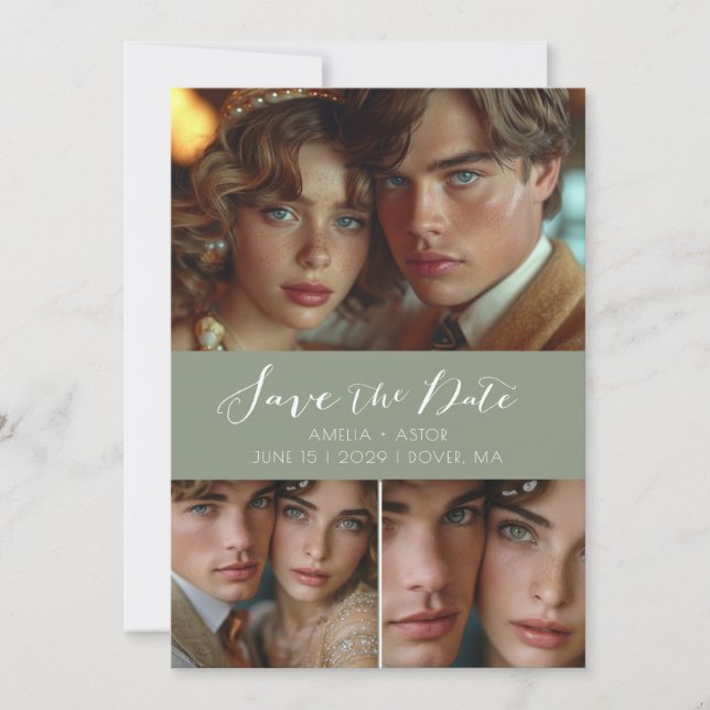 Reserve A Data Cor de Foto do Script Moderno - Verde (Frente)