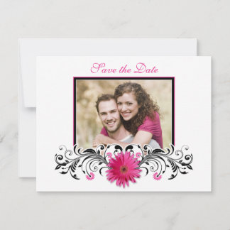 Reserve A Data Cor-de-rosa Gerbera Black White Floral Salve a pla