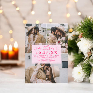 Reserve A Data Cor-de-rosa moderna guardar a data 3 fotografias c