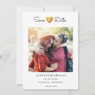 Reserve A Data Coração Dourada LGBTQ Salve a data com a foto