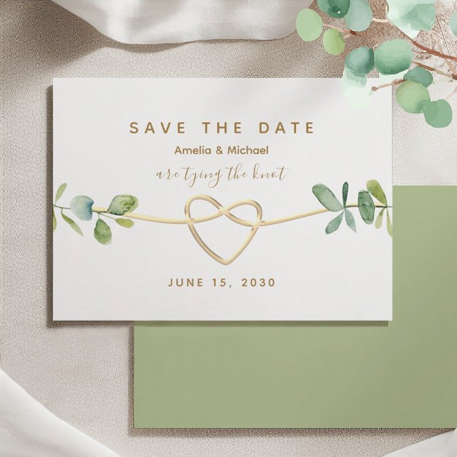Reserve A Data Coração Dourado de Verde no Casamento (Criador carregado)