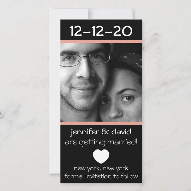 Reserve A Data Coração Moderno Salve As Datas (Peach) (Frente)