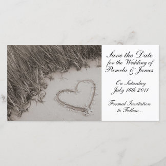 Reserve A Data Coração na areia Salve a Data