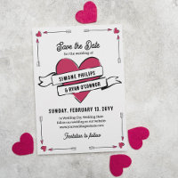 Coração Romântico com Flechas e Fita Save the Date