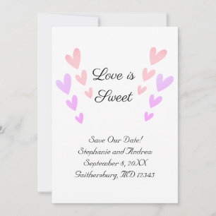 Reserve A Data Coração Rosa Personalizado Amor é Doce Casamento