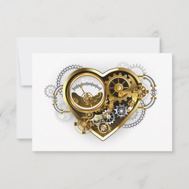 Reserve A Data Coração Steampunk com Manômetro (Frente)