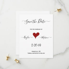Reserve A Data Coração Vermelho | Casamento Personalizado Com Mão