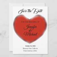 Coração Vermelho de Casamento Minimalista Moderno
