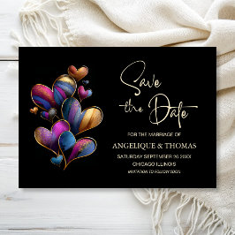 Reserve A Data Corações Coloridos Casamento Salve a Data
