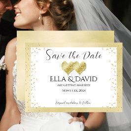 Reserve A Data Corações de Casamento Elegantes em Ouro