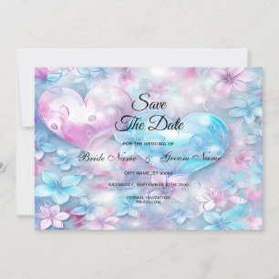 Reserve A Data Corações e Flores de Aqua Rosa Salvem a Data