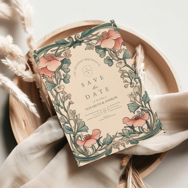 Reserve A Data Coral Wildflower Quadro casamento (Criador carregado)