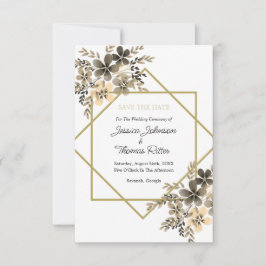 Reserve A Data Cores de queda de quadro Dourado Floral Salvar a D