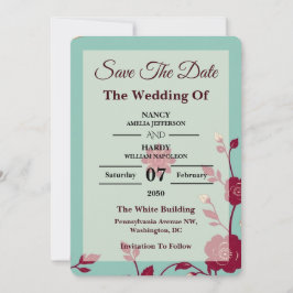 Reserve A Data Cornflower Burgundy Retro Save The Date