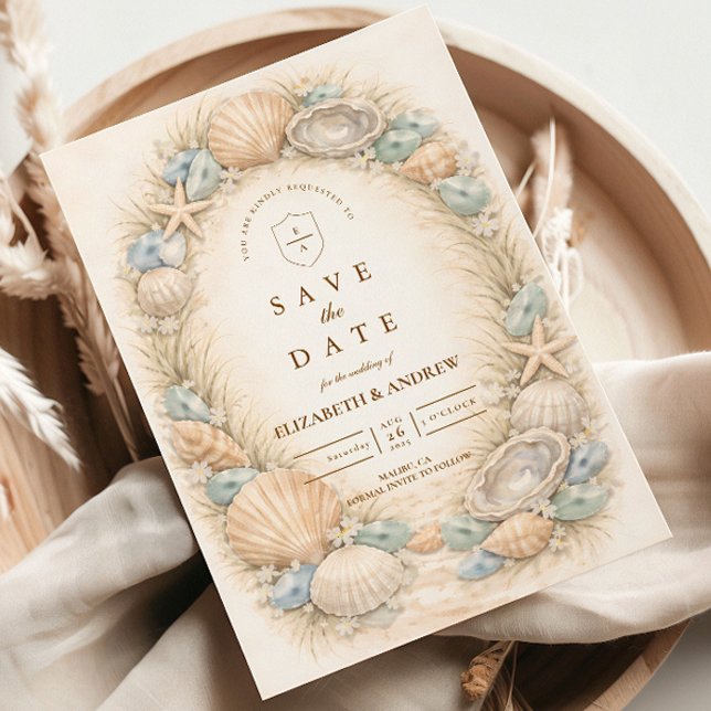 Reserve A Data Coroa de Conchas de Casamento à Beira-Mar (Criador carregado)