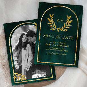 Reserve A Data Coroa de Folhas de Louro Dourado Casamento Verde E