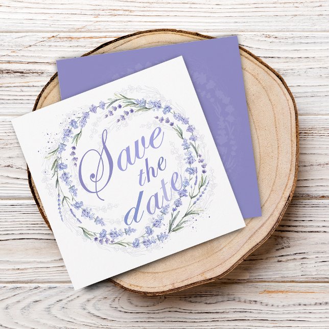 Reserve A Data Coroa de Lavanda Rústica Casamento Salve A Data (Rustic Lavender Wreath Wedding Save The Date)