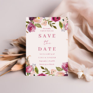 Reserve A Data Coroa Floral Aquarela Rosa Vibrante Casamento