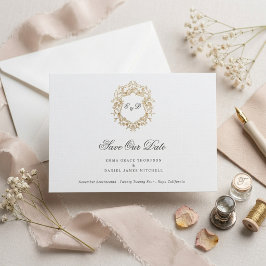 Reserve A Data Coroa Floral Clássica Monograma Casamento