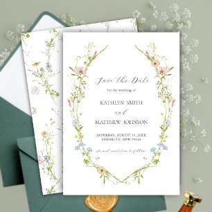 Reserve A Data Coroa Floral Moderna Elegante de Flores Silvestres