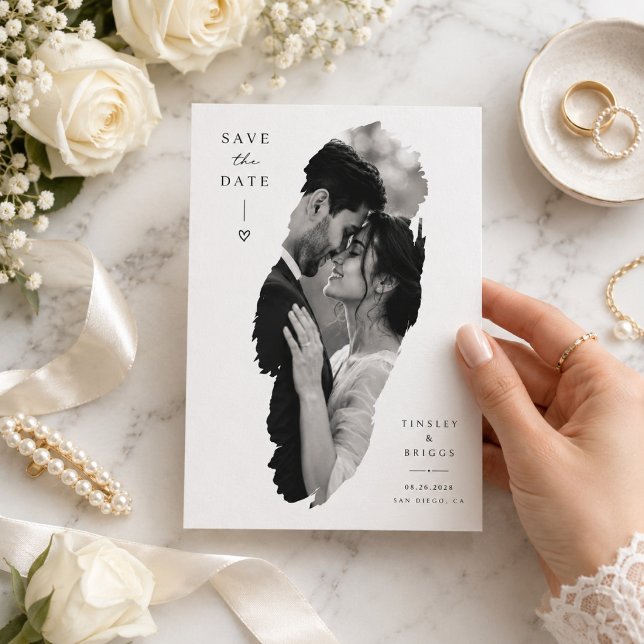 Reserve A Data Corte Artístico com Pincel foto Casamento  (Criador carregado)
