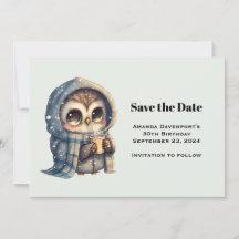 Coruja-branca no inverno com café