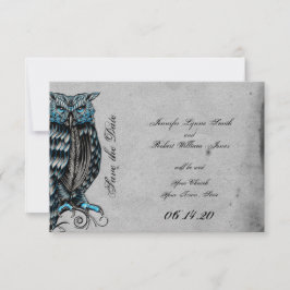Reserve A Data Coruja Gótica Azul Posh Casamento Salve Data