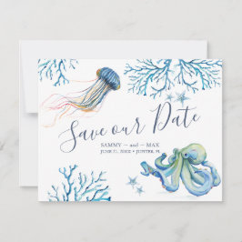 Reserve A Data Costeira Salvar a Data com Mar de Aquarela
