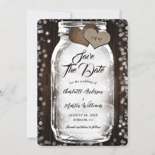 Reserve A Data Country Barn Wood String Luzes Mason Jar Weding