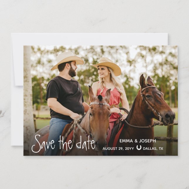 Reserve A Data Country Western Wedding Duas Foto Salvar a data (Frente)