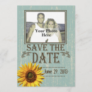 Reserve A Data Country Wood and Sunflower Photo Save the Date