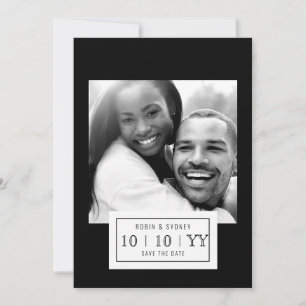 Reserve A Data Crachá de fotos Salvar a data Flat Preto