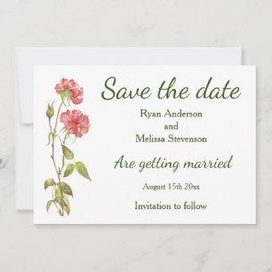 Reserve A Data Cravos cor-de-rosa aquarela Flat Save The Date Car