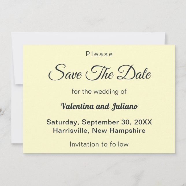 Reserve A Data Cream With Slate Text Wedding Save The Date (Frente)