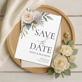 Reserve A Data Creme Branco E Lilás Floral Save The Date