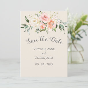 Reserve A Data Creme Dourado Watercolor Casamento Floral Românti