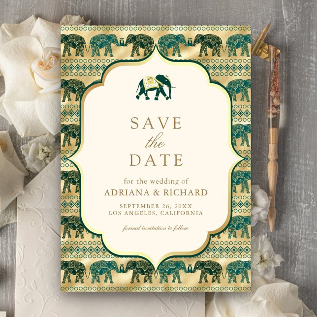 Reserve A Data Creme Esmeralda Ouro Elefante Foto de Casamento In (Criador carregado)