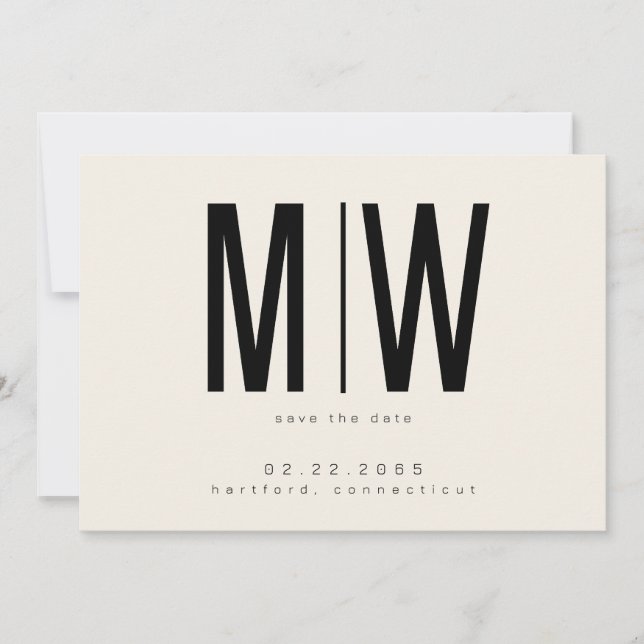 Reserve A Data Creme Lg. Monograma Wedding Date (Salvar data) (Frente)